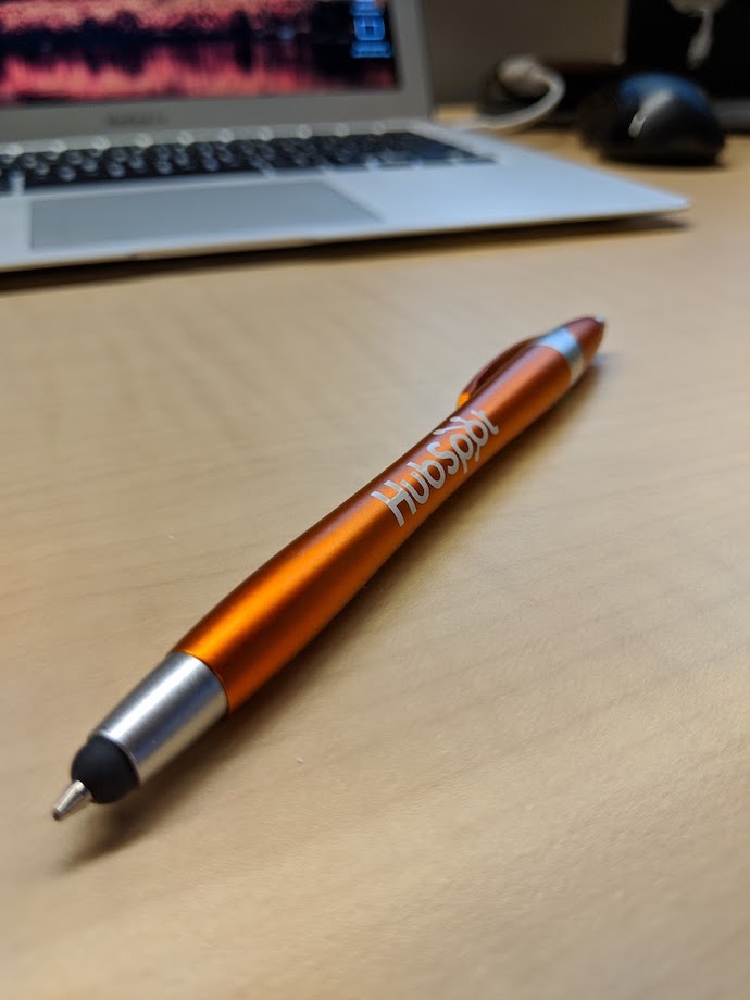 HubSpot pen product shot in portrait mode with Google Pixel 2