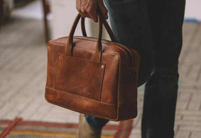 Briefcase product photo shot in natural light